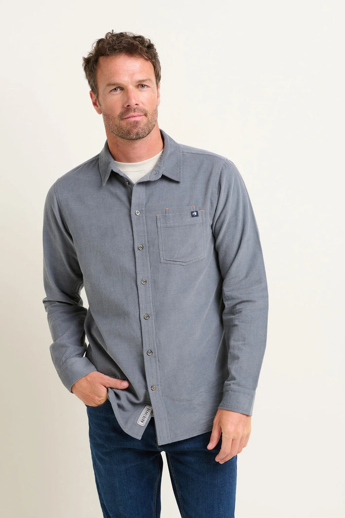 Brakeburn Mens Blue Corduroy Cotton Shirt