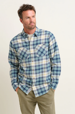 Brakeburn Mens Blue Check Brushed Cotton Shirt