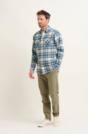 Brakeburn Mens Blue Check Brushed Cotton Shirt