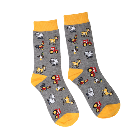 Jaspers Grey Funky Farmyard Mens Bamboo Socks - Soft, Cozy And Eco-Friendly Comfort For Every Step