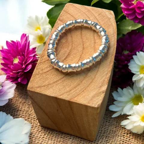 Jess and Lou BR233S Silver Beaded Stretch Hypoallergenic and Nickel Free Bracelet