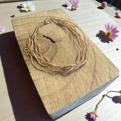 Jess and Lou BR240GLD Gold Multi-Strand Twisted Wire Hypoallergenic and Nickel Free Bracelet