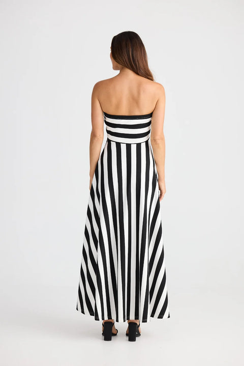 Brave + True Thandie Strapless Dress Black/White Stripe BT25453