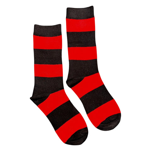 Jess And Lou Luxurious Red and Black Block Stripe Bamboo Socks - Soft, Cozy And Eco-Friendly Comfort For Every Step