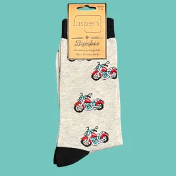 Jaspers Grey Motorcycle Mens Bamboo Socks - Soft, Cozy And Eco-Friendly Comfort For Every Step