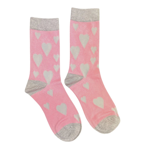 Jess And Lou Luxurious Pink Happy Hearts Bamboo Socks - Soft, Cozy And Eco-Friendly Comfort For Every Step