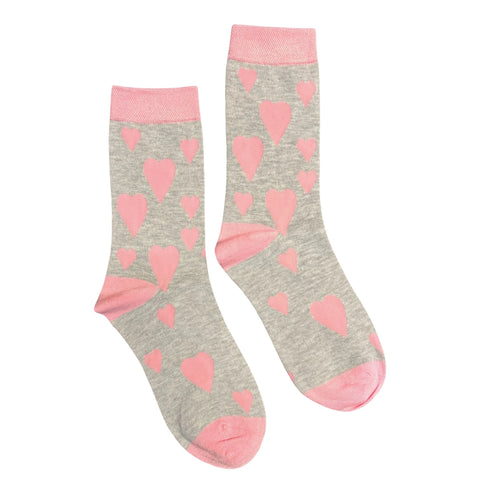 Jess And Lou Luxurious Grey Happy Hearts Bamboo Socks - Soft, Cozy And Eco-Friendly Comfort For Every Step