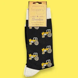Jaspers Black Tractor Mens Bamboo Socks  - Soft, Cozy And Eco-Friendly Comfort For Every Step