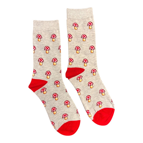 Jess And Lou Luxurious Grey Marvellous Mushrooms Bamboo Socks - Soft, Cozy And Eco-Friendly Comfort For Every Step