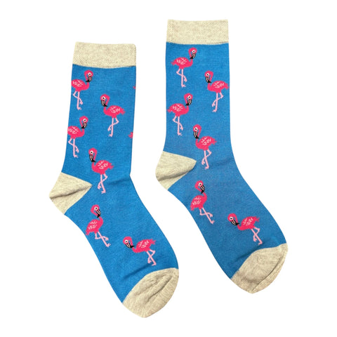 Jess And Lou Luxurious Blue Fancy Flamingo Bamboo Socks - Soft, Cozy And Eco-Friendly Comfort For Every Step