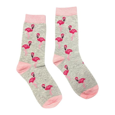Jess And Lou Luxurious Grey Fancy Flamingo Bamboo Socks - Soft, Cozy And Eco-Friendly Comfort For Every Step