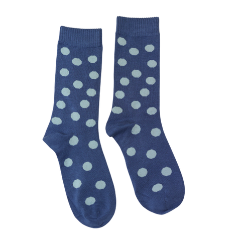 Jess And Lou Luxurious Cornflower and Petrol Spot Bamboo Socks - Soft, Cozy And Eco-Friendly Comfort For Every Step