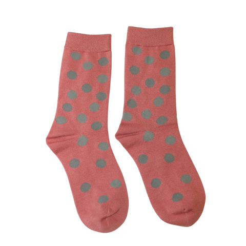 Jess And Lou Luxurious Pink and Grey Spot Bamboo Socks - Soft, Cozy And Eco-Friendly Comfort For Every Step