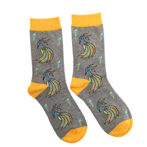 Jess And Lou Luxurious Grey Pretty Peacock Bamboo Socks - Soft, Cozy And Eco-Friendly Comfort For Every Step