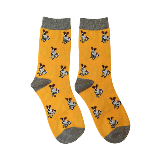 Jess And Lou Luxurious Gold Tiny Terrier Bamboo Socks - Soft, Cozy And Eco-Friendly Comfort For Every Step