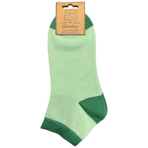 Jess And Lou Mint Green Bamboo Sustainable, Breathable Comfortable Trainer Socks