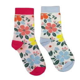 Jess And Lou Blue Flourishing Floral Print Bamboo Socks  - Soft, Cozy And Eco-Friendly Comfort For Every Step
