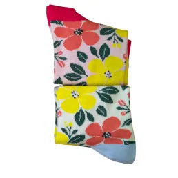 Jess And Lou Blue Flourishing Floral Print Bamboo Socks  - Soft, Cozy And Eco-Friendly Comfort For Every Step