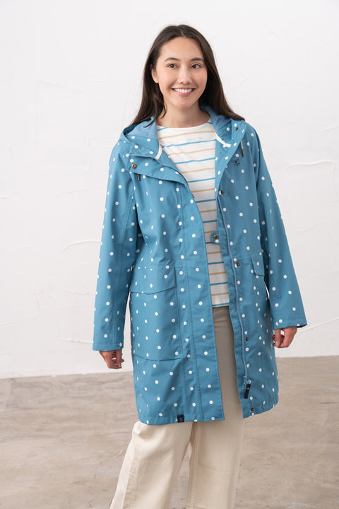 Lighthouse Beachcomber Long 11 Blue Dot Womens Waterproof Coat