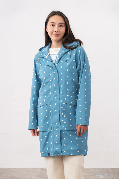 Lighthouse Beachcomber Long 11 Blue Dot Womens Waterproof Coat