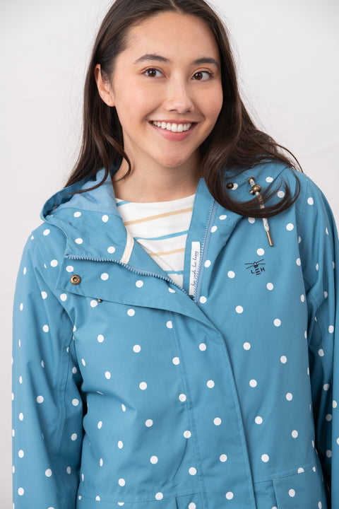 Lighthouse Beachcomber Long 11 Blue Dot Womens Waterproof Coat