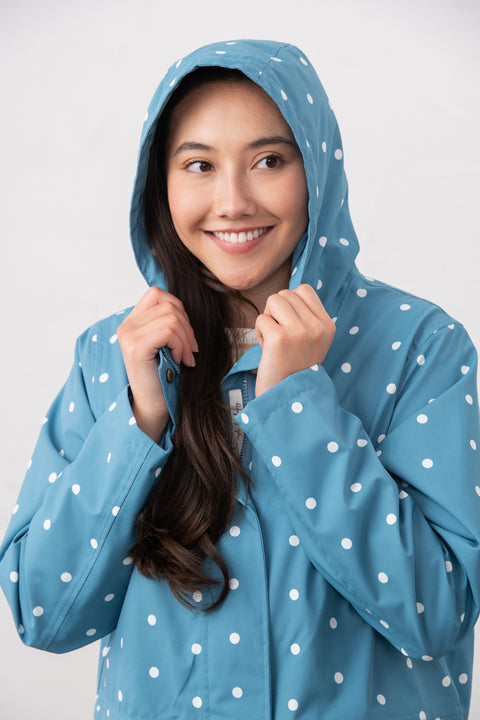 Lighthouse Beachcomber Long 11 Blue Dot Womens Waterproof Coat