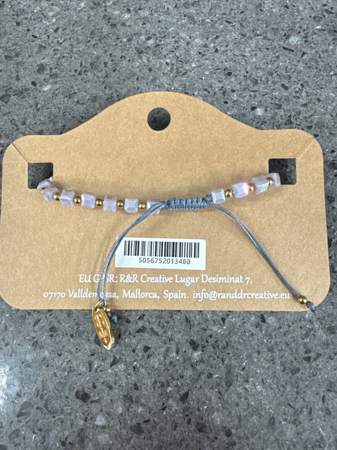Hot Tomato Friendship Bracelet Crystals with gold plated stainless steel - Lilac & Pea
