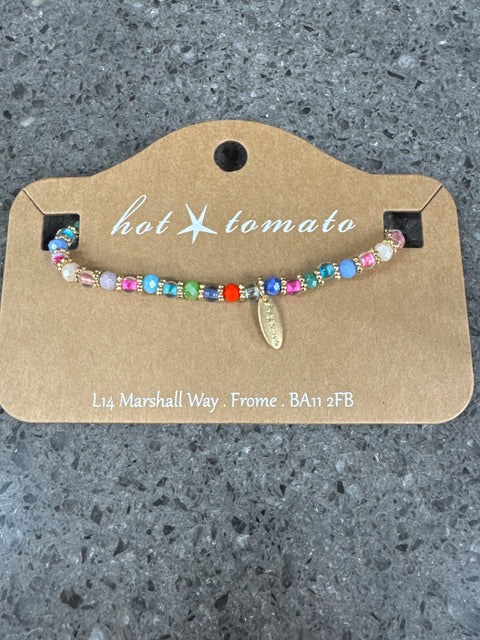 Hot Tomato Bracelet Bevy of Beads Solo String - Multi/Gold