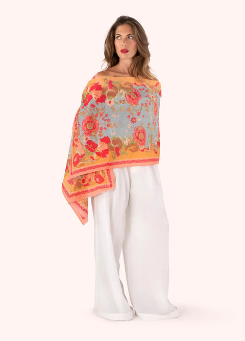 Powder Paisley Poppies Cotton Scarf CSC6