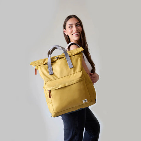 Roka Canfield B Medium Corn Recycled Nylon Roll-top Backpack