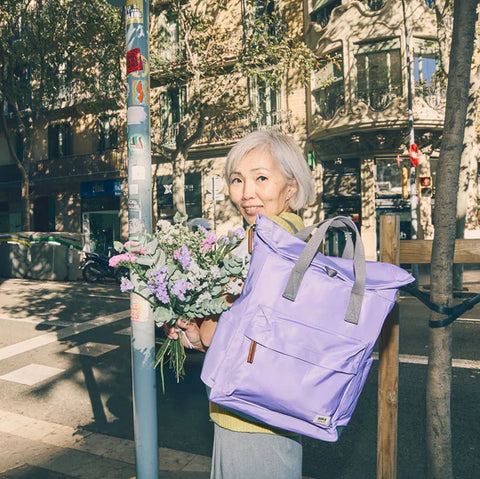 Roka Canfield B Small Thistle Bloom Recycled Nylon Roll-top Backpack