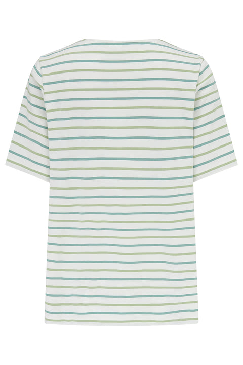 Lighthouse Causeway Mistel Green/Basil Stripe Womens Tee Shirt