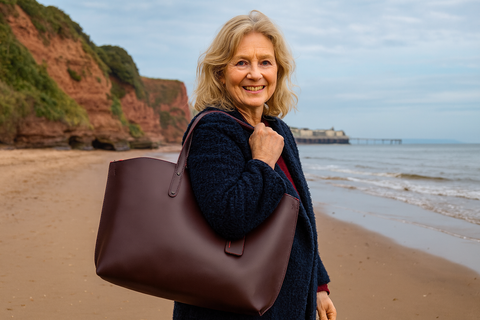 Burgundy Leather Shopper Bag