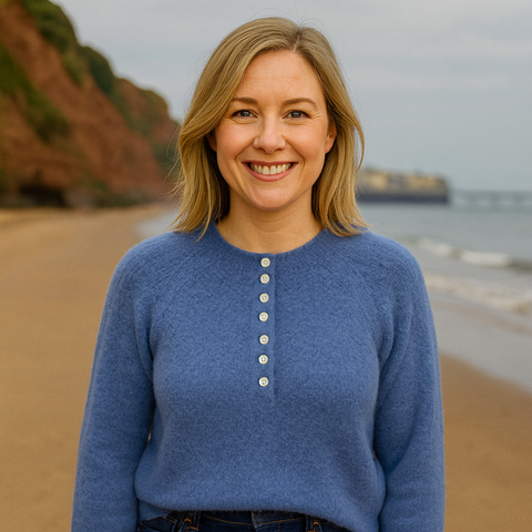 Sasa Cornflower Blue Womens One Size Buttoned Alpaca Jumper