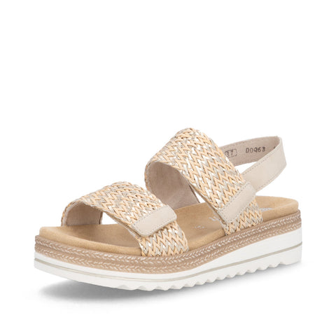 Remonte D0Q63-90 Metallic Natural Gold/Pearl Womens Touch Fastening Platform Sandals