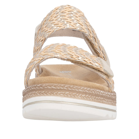 Remonte D0Q63-90 Metallic Natural Gold/Pearl Womens Touch Fastening Platform Sandals