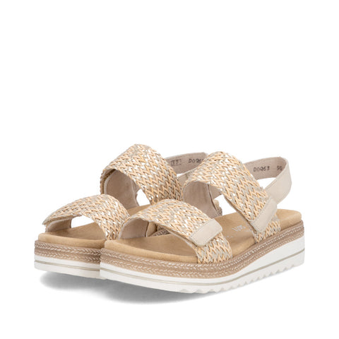 Remonte D0Q63-90 Metallic Natural Gold/Pearl Womens Touch Fastening Platform Sandals