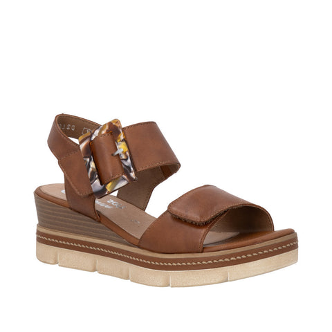 Remonte D2L53-24 Brown Womens Leather Touch Fastening Platform Sandals