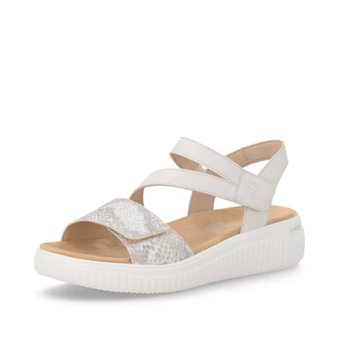 Remonte D3L51-60 Off White Gold Womens Touch Fastening Low Platform Sandals