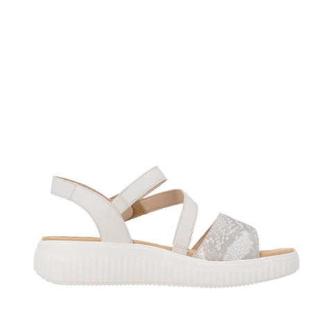 Remonte D3L51-60 Off White Gold Womens Touch Fastening Low Platform Sandals
