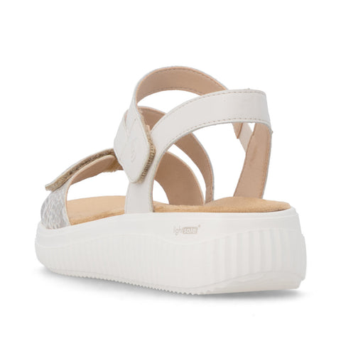 Remonte D3L51-60 Off White Gold Womens Touch Fastening Low Platform Sandals