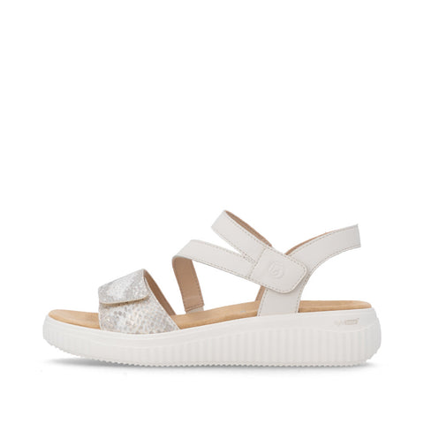 Remonte D3L51-60 Off White Gold Womens Touch Fastening Low Platform Sandals
