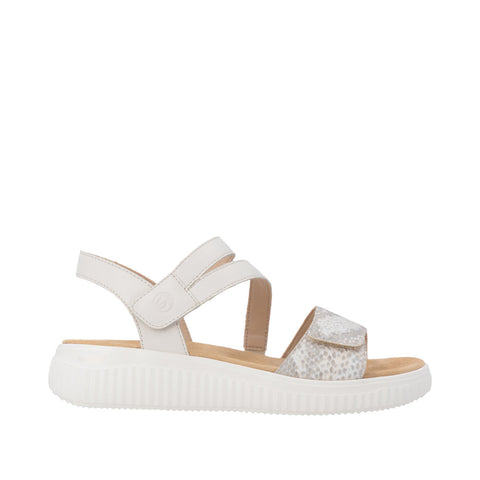 Remonte D3L51-60 Off White Gold Womens Touch Fastening Low Platform Sandals