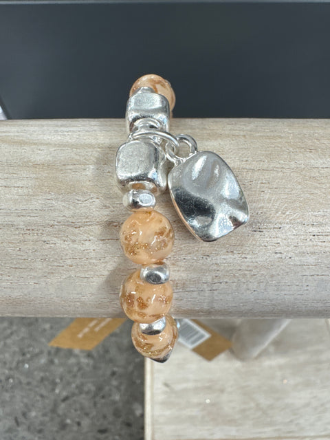 Hot Tomato Bracelet Copper Shimmer bead with worn silver