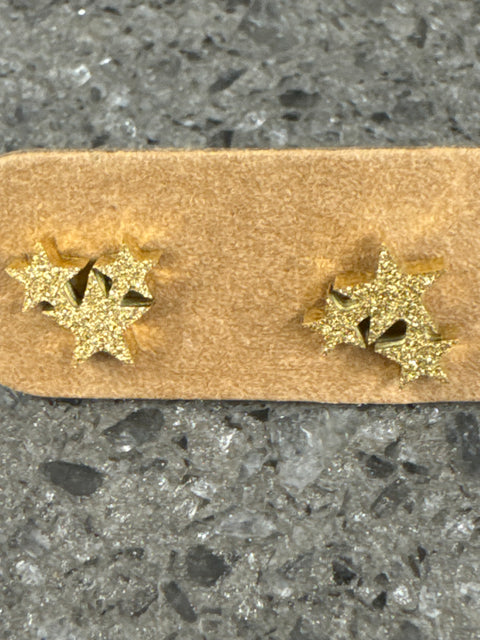 E - Triple Star Studs - Stainless Steel - 18K Gold