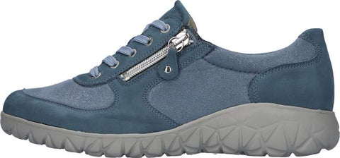 Waldlaufer H89001 242 263 Havy Soft Denver Kaleido-Stretch Denim Womens H Fitting Zip Up Lace Up Trainers