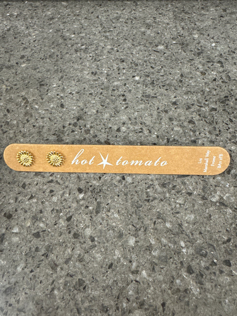 Hot Tomato Sunflower Studs - Stainless Steel with 18K Gold plate