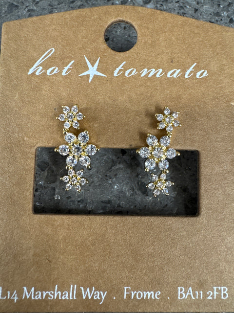 E - Triptych of Flowers - Clear Crystal / Gold