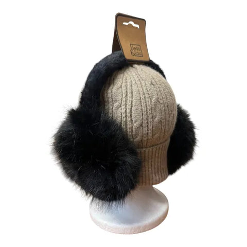 Jess And Lou Black Unisex Fluffy Earmuffs