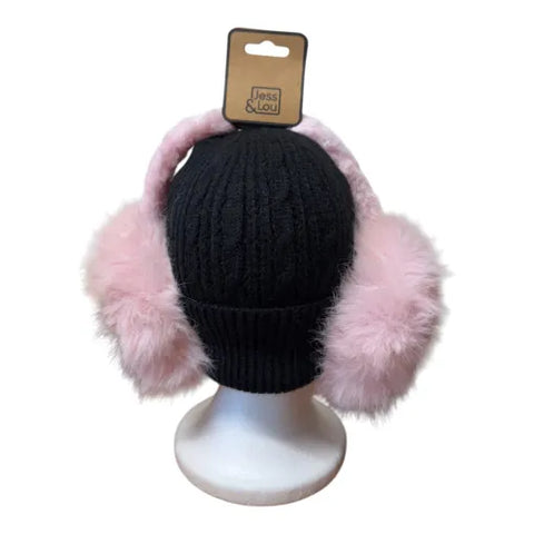 Jess And Lou Pink Unisex Fluffy Earmuffs